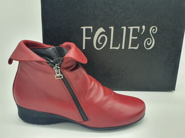 Bottines classique cuir rouge FOLIE'S