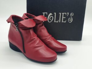 Bottines classique cuir rouge FOLIE'S