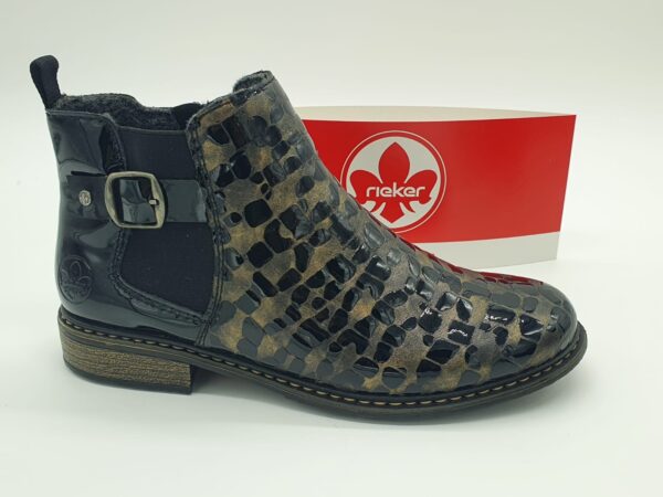 Bottines croco noir et gold RIEKER femme