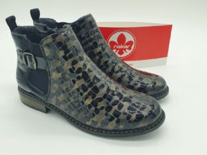 Bottines croco noir et gold RIEKER femme