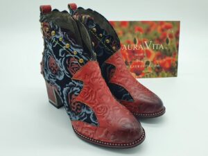 Bottines femme imprimée fleur rouge LAURA VITA