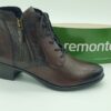 Boots femme lacets cuir lisse et croco marron REMONTE