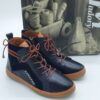 Boots femme lacets, cuir lisse et daim noir MADORY