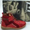 Boots femme lacets, cuir lisse et daim rouge MADORY