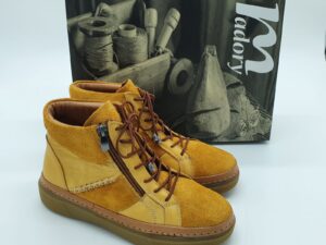 Boots femme cuir lisse et daim jaune MADORY