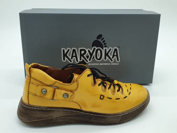 Derbys femme cuir lisse jaune KARYOKA