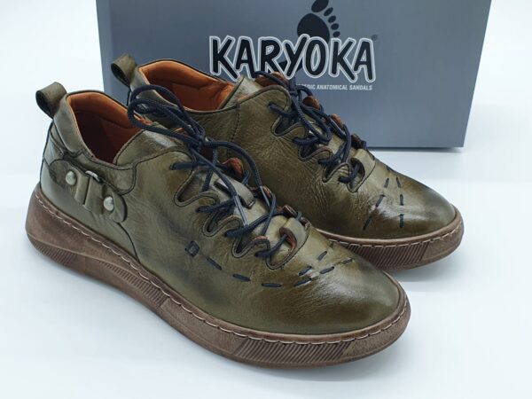 Derbys femme cuir lisse kaki KARYOKA