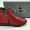 Bottine femme contour zip cuir rouge