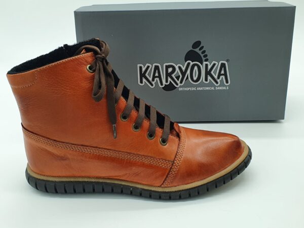 Boots femme lacets et zip brique KARYOKA