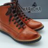 Boots femme lacets et zip brique KARYOKA