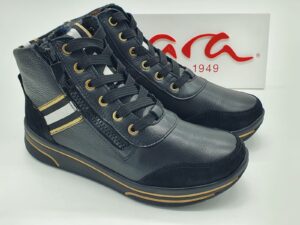 Boots femme dynamique noir/galon ARA