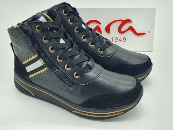 Boots femme dynamique noir/galon ARA
