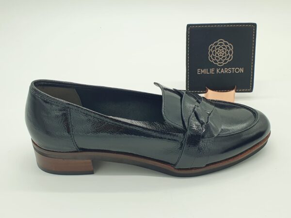 Mocassin femme patte tressée vernis noir ÉMILIE KARSTON