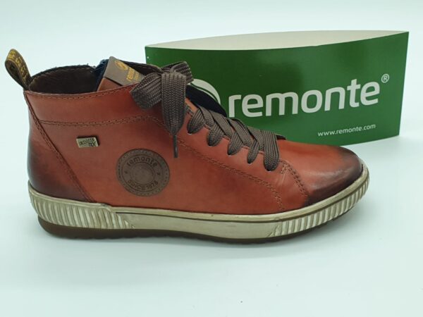 Boots femme lacets,écusson, brique REMONTE