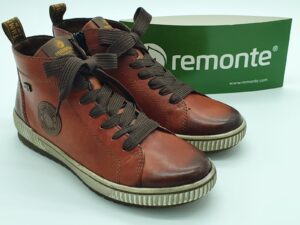 Boots femme lacets,écusson, brique REMONTE