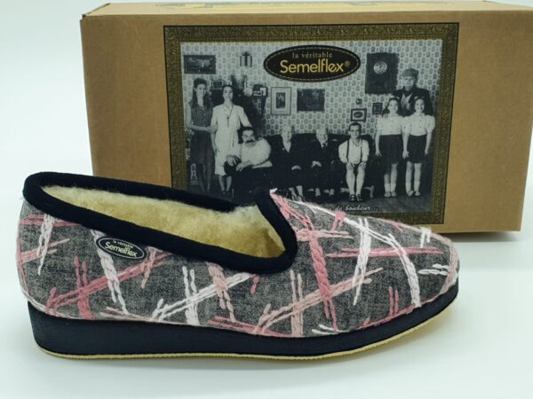 Pantoufles femmes rose/multi fourrées laine
