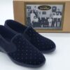 Pantoufles compensées femmes suédine noires et perles or SEMELFLEX