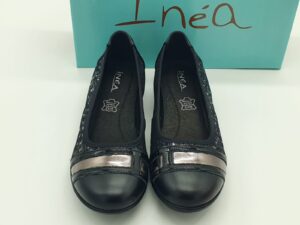 Ballerines semelles confort noir/argent INEA