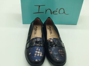 Mocassin femme classique semelles confort noir/marine INEA
