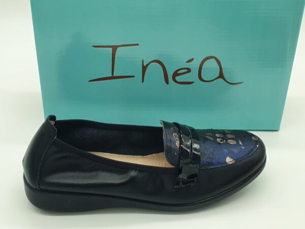 Mocassin femme classique semelles confort noir/marine INEA