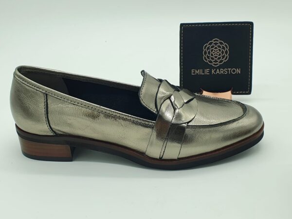 Mocassin femme pate tressée cuir étain ÉMILIE KARSTON