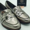 Mocassin femme pate tressée cuir étain ÉMILIE KARSTON