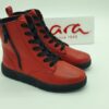 Boots femme lacets/zip cuir rouge ARA