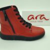 Boots femme lacets/zip cuir rouge ARA