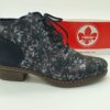 Boots femme lacets/zip imprimés gris argent RIEKER