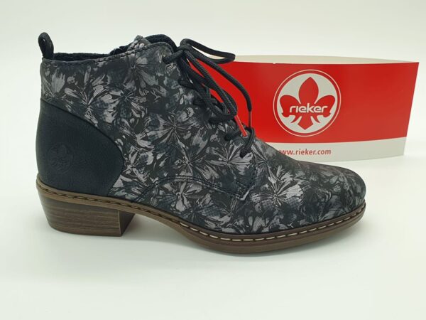Boots femme lacets/zip imprimés gris argent RIEKER