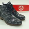Boots femme lacets/zip imprimés gris argent RIEKER