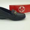 Mocassins compensés classiques femmes pâte métal or cuir noir RIEKER