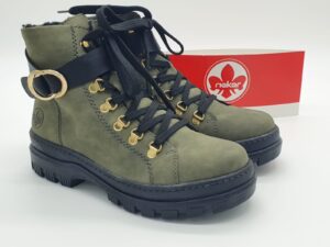 Boots femme style brodequin kaki RIEKER