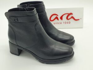 Bottines femme logo cheville cuir noir ARA