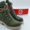Bottines lacets/zip kaki fourrées RIEKER