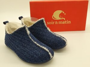 Pantoufles tricot marine SOIR&MATIN