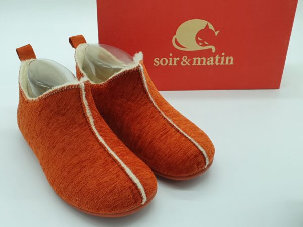 Pantoufles velours orange SOIR & MATIN