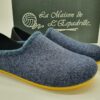 Pantoufles hommes convertible en mule feutre marine semelles jaunes MAISON DE L'ESPADRILLE