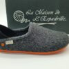 Pantoufles hommes convertibles en mules feutre gris/ semelles orange