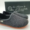 Pantoufles hommes convertibles en mules feutre gris/ semelles orange