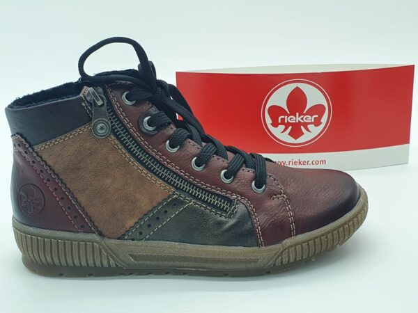 Boots lacets/zip - Cuir bordeaux/multi- RIEKER Femme