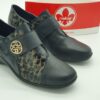 Trotteur velcro - cuir lisse noir/gold - RIEKER