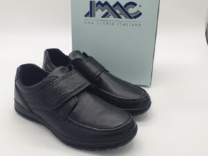 Derbys velcro cuir lisse noir - IMAC Homme