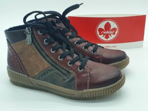 Boots lacets/zip - Cuir bordeaux/multi- RIEKER Femme