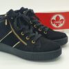 Boots lacets/zip doré- daim noir - RIEKER Femme