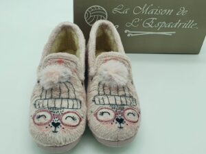Charentaises pompon rose - doublure pure laine vierge- LA MAISON DE L'ESPADRILLE Femme