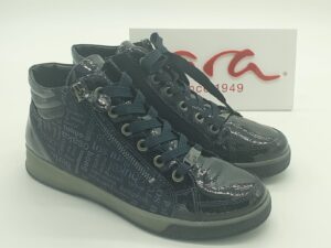 Boots lacets/zip - femmes - vernis - imprimés marines  - ARA