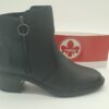 Bottine-femmes-Cuir noir-zip fantaisie-RIEKER