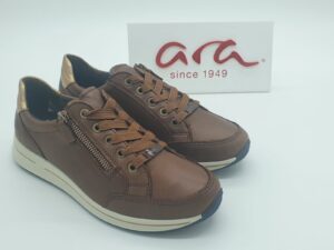 Derbys la/zip - cuir marron - semelles amovibles - grandes largeurs - ARA