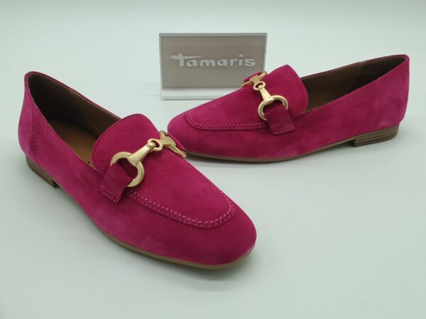 TAMARIS FEMME-Mocassin daim fushia